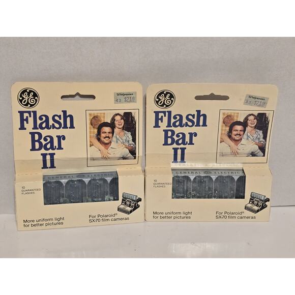 GE Flash Bar II Bulbs 10 Polaroid SX-70 Vintage Camera NOS Lot Of 2 - Picture 1 of 2